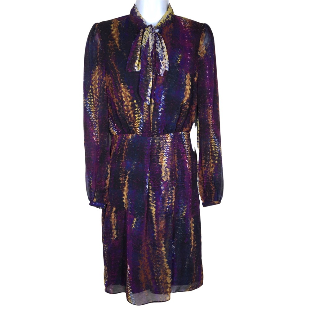 W118 by Walter Baker | Chiffon Sheer Layer Tie Neck Dress